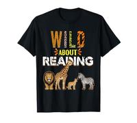 Wild About Reading Livres Zoo Animaux Love Livre de Lecture T-Shirt