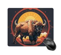 Wild American Bison Mountains Tapis de souris carré portable avec base en caoutchouc antidérapant 18 x 22 cm Tapis de souris de jeu ultra fin pour ordinateur portable Accessoires de bureau