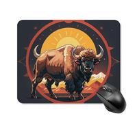 Wild American Bison Mountains Tapis de souris carré portable avec base en caoutchouc antidérapant 20 x 25 cm Tapis de souris de jeu ultra fin pour ordinateur portable Accessoires de bureau