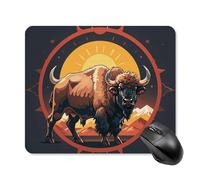 Wild American Bison Mountains Tapis de souris carré portable avec base en caoutchouc antidérapant 25 x 30 cm Tapis de souris de jeu ultra fin pour ordinateur portable Accessoires de bureau