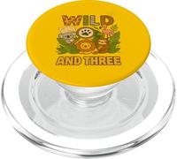Wild and Three 3e Anniversaire Animaux de la Jungle Safari garçons Filles PopSockets PopGrip pour MagSafe
