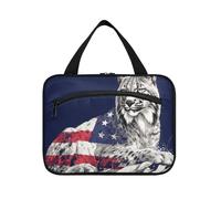 Wild Animal Caracal 4th of July Independence Day Sac de voyage à suspendre avec crochet, trousse de maquillage compacte pour femme pour voyage, toilette bolso de maquillaje para mujer L, Animal