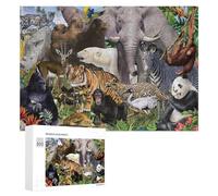 Wild Animal Collage Nature's Diversity Puzzle en Bois, 300 pièces