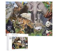 Wild Animal Collage Nature's Diversity Puzzle en Bois, 500 pièces