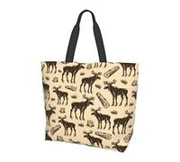 Wild Animal Moose Forest Tote Bag pour femme, sacs fourre-tout pour femme, sac fourre-tout étanche pour professeur, salle de sport, travail, école avec poche intérieure