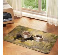 Wild Animal Moose Stan in Forest,Waterproof Pet Feeding Mat,PU Leather Placemats for Cat Dog Water Bowl,Food Mats,40x60cm