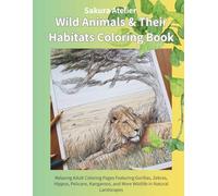 Wild Animals & Their Habitats Coloring Book: Relaxing Adult Coloring Pages Featuring Gorillas, Zebras, Hippos, Pelicans, Kangaroos, and More Wildlife in Natural Landscapes