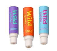 Wild Assortiment de Recharges de Baume à Lèvres SPF 25-3 Recharges Coconut & Vanilla, Peach & Mango and Original Scents - 98% d'Ingrédients Naturels, Beurre de Karité - Sans Cire d'Abeille - Vegan