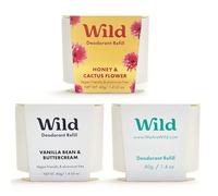 Wild Assortiment de Recharges de Déodorant Naturel sans Aluminium - Comprend les parfums Honey & Cactus Flower, Vanilla Bean & Buttercream and Fresh Cotton & Sea Salt - Protection Longue Durée 24 h