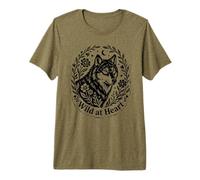 Wild at Heart Boho Loup Nature Lune Floral Style Vintage T-Shirt Haut de Gamme