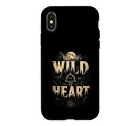Wild at Heart Wolf Forest and Moon Vintage en Plein air Coque pour iPhone X/XS