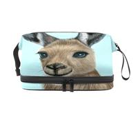 Wild Australian Kangourou Trousse de toilette double couche pour femmes et filles, trousse de toilette de voyage, trousse de maquillage pratique avec compartiment à brosse, multicolore, 27x15x14