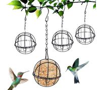Wild Avian Station - Lot de 4 globes à semences, 16 x 16 x 7 cm, orbe métallique pour vue dans le jardin, mangeoire suspendue avec chaîne à maillons, approvisionnement de cour, sphère en métal pour