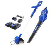 WILD BADGER POWER Désherbeur et souffleur de feuilles électrique 20 V avec 2 batteries 2 Ah et chargeur, coupe-cordes, léger, tige télescopique réglable, facile à utiliser