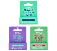 Wild - Baume à Lèvres Naturel Rechargeable - Lot de 3 Recharges de Baume à Lèvres aux Parfums Différents - Original, Coconut & Vanilla et Watermelon - Sans Cire D'Abeille