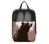 Wild Bear Sac à chaussures de voyage résistant à l'eau avec fermeture éclair, gris, taille unique, moderne, gris, Taille unique, Moderne