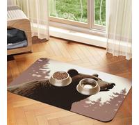 Wild Bear Tapis d'alimentation pour animal domestique 40 x 60 cm, tapis absorbant pour gamelle de nourriture et d'eau, tapis de nourriture pour chat en cuir synthétique, tapis imperméable à séchage