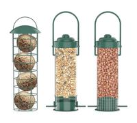 Wild Bird Feeders | 3 Pieces Metal Weatherproof | Outdoor Bird Feeder Squirrel Preuve | for Hummingbird Chickadee Finch Feeding Garden Yard Patio Porch Balcony Pathway Tree