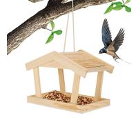 Wild Bird Feeders - Rustic Wooden Feeding Station, Hanging Outdoor Bird Feeder House for Garden Decor, Wooden Platforms Feeding Station | Ideal for Patio, Porch, Balcony, Window, Yard, Fence, Tree