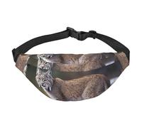 Wild Bobcat Sac banane réglable Grand sac banane de voyage unisexe, Noir , Taille unique, Sac à dos décontracté