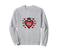 Wild Card Queen of Hearts Poker Casino Gambler Royal Sweatshirt, Unisexe pour Adultes, Gris Chiné, S