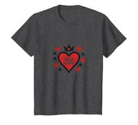 Wild Card Queen of Hearts Poker Casino Gambler Royal T-Shirt, Enfant, Chiné Foncé, 10 Ans