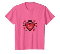 Wild Card Queen of Hearts Poker Casino Gambler Royal T-Shirt, Enfant, Rose Chiné, 4 Ans
