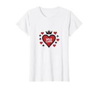 Wild Card Queen of Hearts Poker Casino Gambler Royal T-Shirt, Femme, Blanc, S
