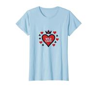 Wild Card Queen of Hearts Poker Casino Gambler Royal T-Shirt, Femme, Bleu Céleste, S