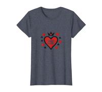 Wild Card Queen of Hearts Poker Casino Gambler Royal T-Shirt, Femme, Bleu Chiné, XS