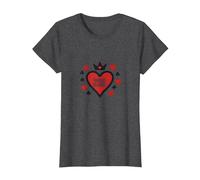 Wild Card Queen of Hearts Poker Casino Gambler Royal T-Shirt, Femme, Chiné Foncé, S