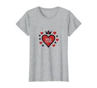 Wild Card Queen of Hearts Poker Casino Gambler Royal T-Shirt, Femme, Gris Chiné, L
