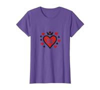 Wild Card Queen of Hearts Poker Casino Gambler Royal T-Shirt, Femme, Violet chiné, S