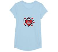 Wild Card Queen of Hearts Poker Casino Gambler Royal T-Shirt, Fille, Bleu Céleste, S
