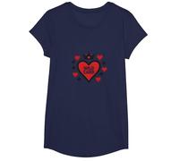 Wild Card Queen of Hearts Poker Casino Gambler Royal T-Shirt, Fille, Bleu Marine, S