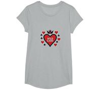 Wild Card Queen of Hearts Poker Casino Gambler Royal T-Shirt, Fille, Gris Chiné, XS