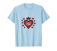 Wild Card Queen of Hearts Poker Casino Gambler Royal T-Shirt, Homme, Bleu Céleste, S