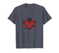 Wild Card Queen of Hearts Poker Casino Gambler Royal T-Shirt, Homme, Bleu Chiné, S