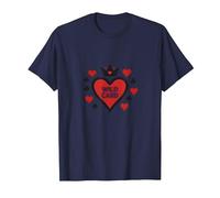 Wild Card Queen of Hearts Poker Casino Gambler Royal T-Shirt, Homme, Bleu Marine, S