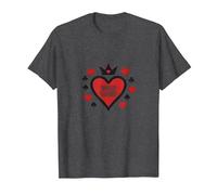 Wild Card Queen of Hearts Poker Casino Gambler Royal T-Shirt, Homme, Chiné Foncé, S
