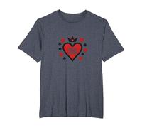 Wild Card Queen of Hearts Poker Casino Gambler Royal T-Shirt, Homme Grandes Tailles, Bleu Chiné, 6X Tall