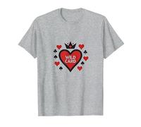 Wild Card Queen of Hearts Poker Casino Gambler Royal T-Shirt, Homme, Gris Chiné, S