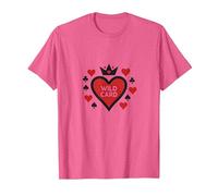 Wild Card Queen of Hearts Poker Casino Gambler Royal T-Shirt, Homme, Rose Chiné, S
