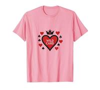 Wild Card Queen of Hearts Poker Casino Gambler Royal T-Shirt, Homme, Rose, S