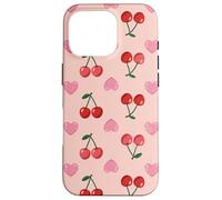 Wild Cherries Hearts Pattern Cherry Red Coque pour iPhone 16 Pro