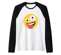Wild Crazy Eyes Excited Zany Face Emoticône Manche Raglan