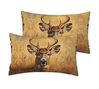 Wild Deer Printing Pillowcase Set of 2 Double-Sided Throw Pillow Covers Washable Pillows Protectors for Family Summer Outdoor 40X60Cm