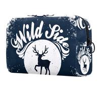 Wild Deer Trousse de toilette pour femme avec fermeture éclair, multicolore, 18.5x7.5x13cm/7.3x3x5.1in, Trousse de toilette