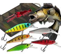 Wild Devil Baits Ready2Fish Wobbler Set Deep Shad dans boîte Wobbler Hardbaits pour brochet, sandre, perche