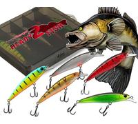 Wild Devil Baits Ready2Fish Wobbler Set Striker Minnow dans boîte Wobbler Hardbaits pour brochet, sandre, perche